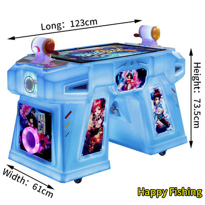 Máquina de diversão de moeda azul para duas pessoas Arcade Fishing Joystick Game Console