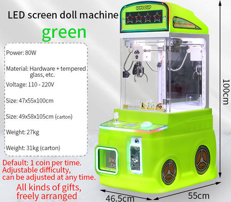 Máquina de Boneca Infantil Verde Jogo de Arcade Mini Garra Venda Direta de Fábrica
