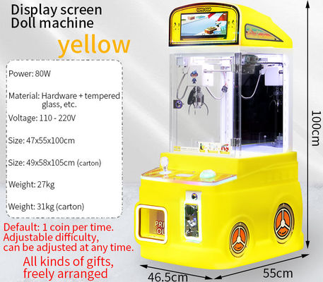 Máquina de garra mini amarelo Máquina automática de venda automática Brinquedo de pelúcia Máquina de arcade infantil