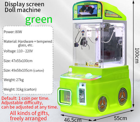 Display equipado com tela Máquina de venda automática verde Mini Máquina de garras de jogos de arcade para crianças